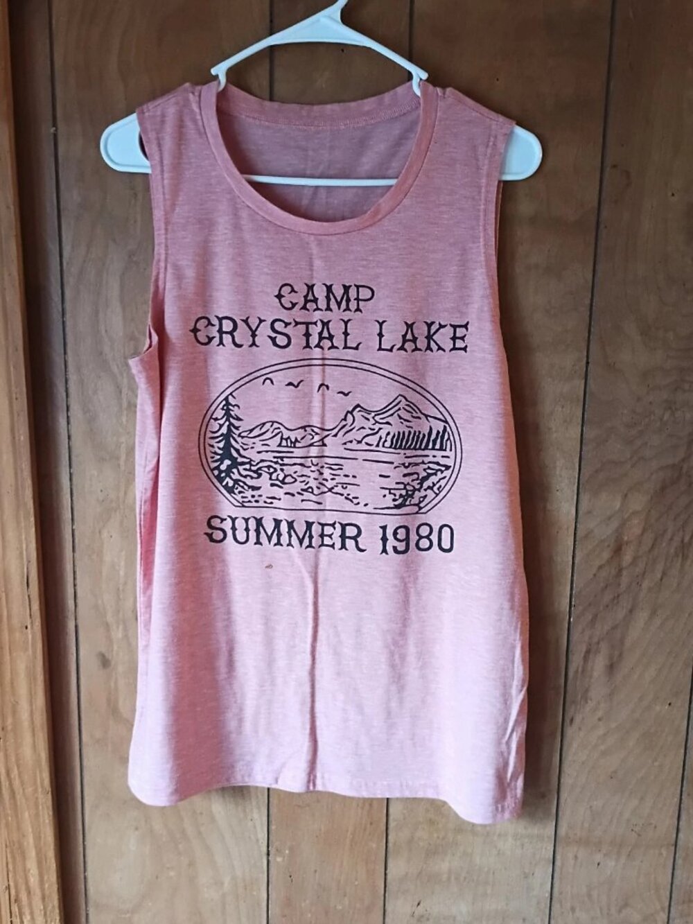 Camp Crystal Lake Summer 1980 Graphic Tank Top Size L Cotton Blend Pink